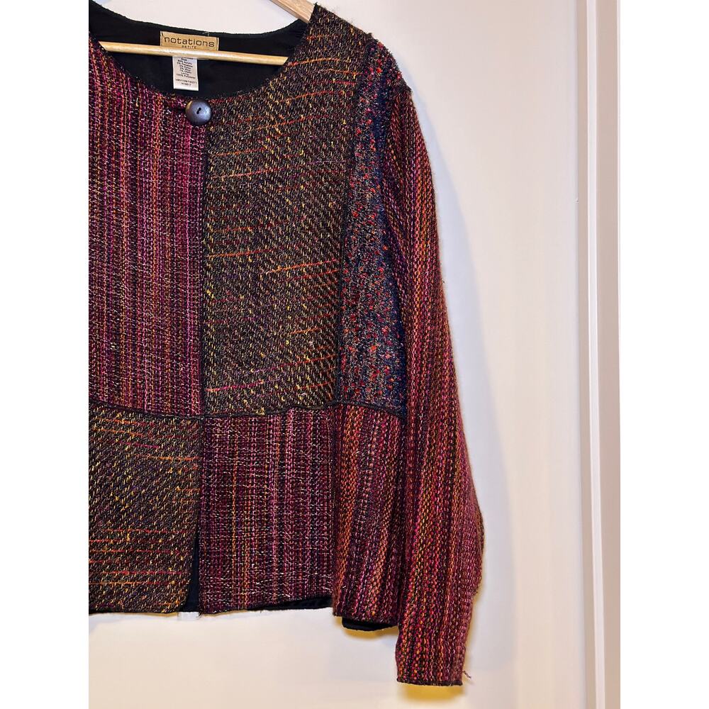 Notations Womens Multicolor Tweed Patchwork Lagen… - image 3